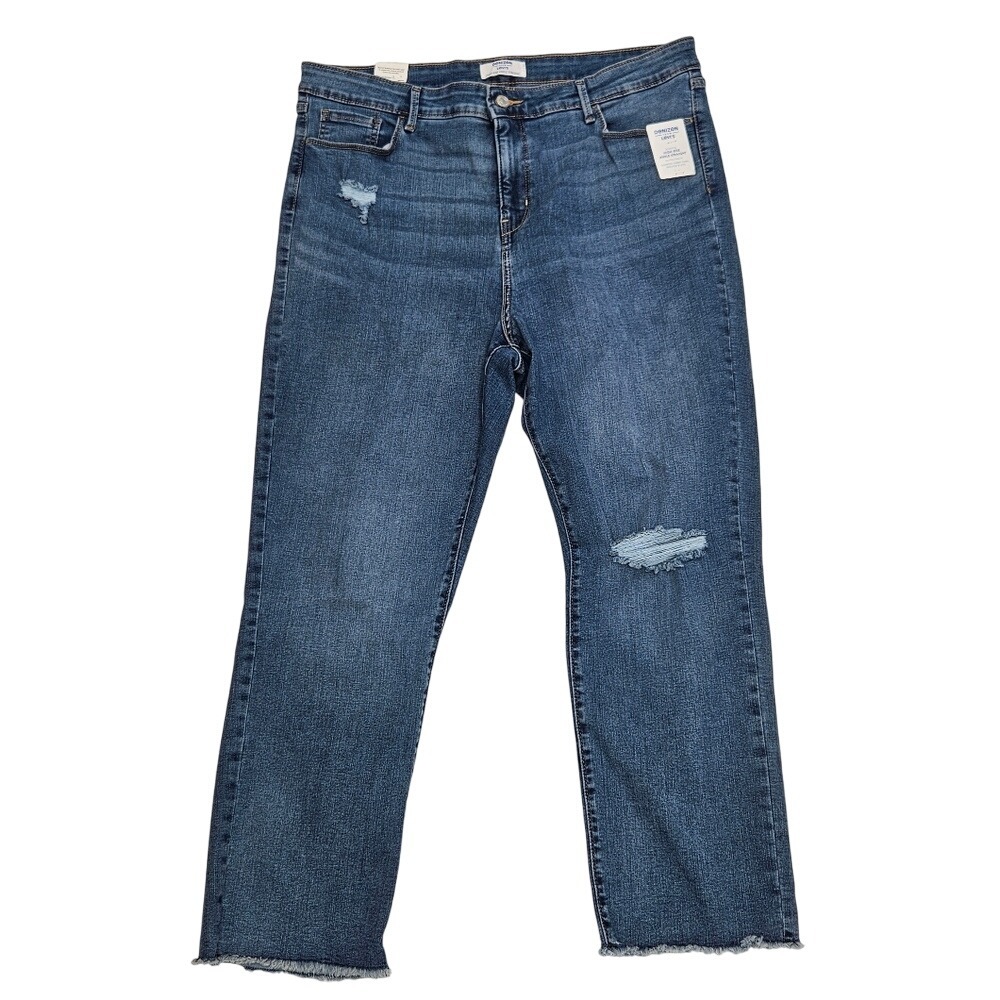 Denizen Levi's High Rise Ankle Straight‎ Jeans Distressed Denim